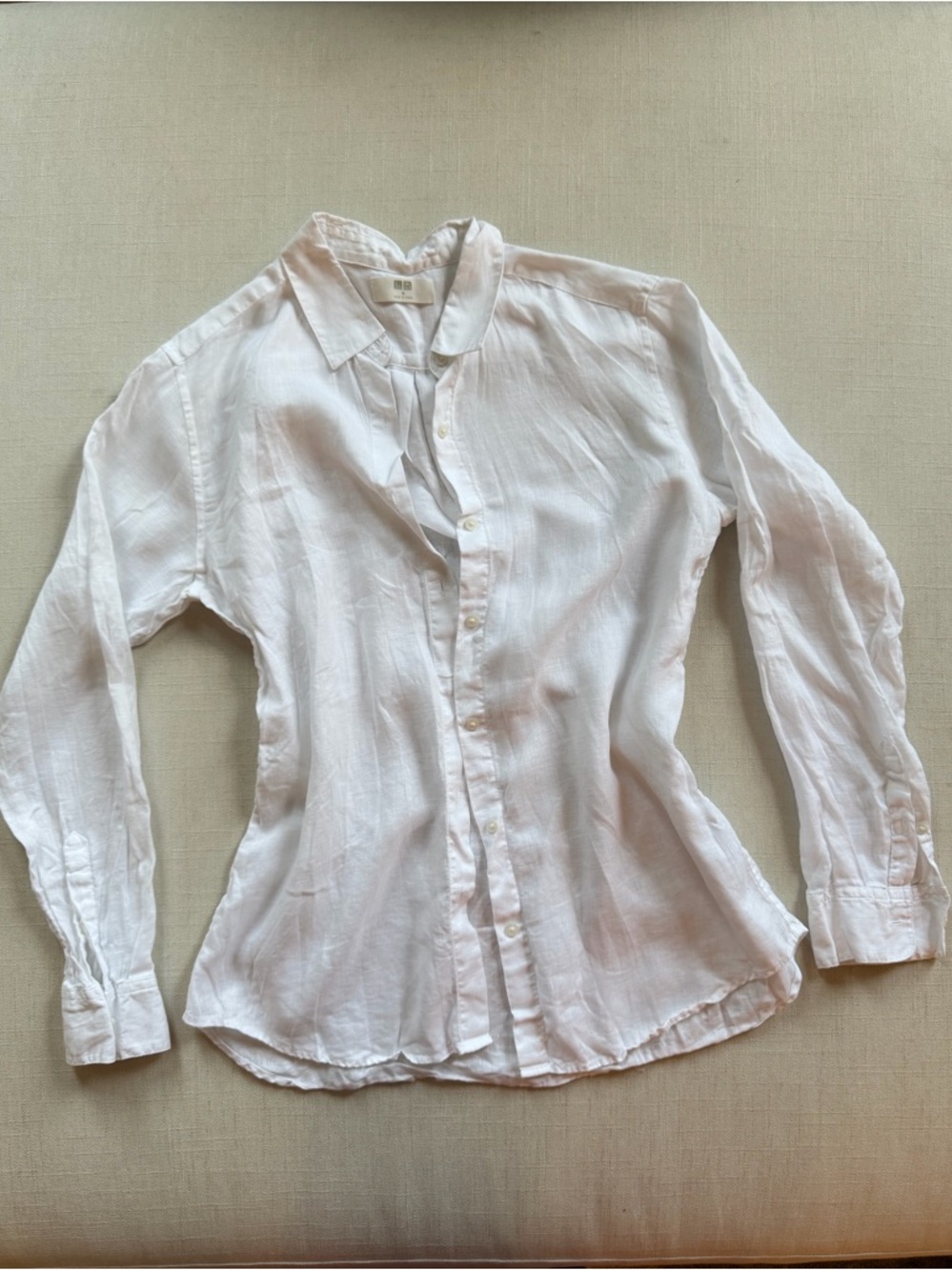 Uniqlo Light Beige Linen Collared Shirt